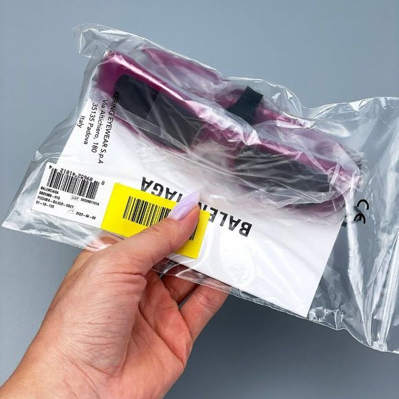 Balenciaga BB0096S 016 Sunglasses Fuchsia Purple Silver Logo Rectangle Unisex - Picture 14 of 15